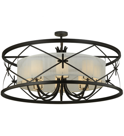 Meyda Lighting Penelope 54" 8-Light Oil Rubbed Bronze Pendant Light With Crisp White TextraLite Shade