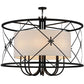 Meyda Lighting Penelope 60" 8-Light Black Pendant Light With Natural Textrene Shade Glass