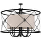 Meyda Lighting Penelope 60" 8-Light Black Pendant Light With Natural Textrene Shade Glass