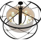 Meyda Lighting Penelope 60" 8-Light Black Pendant Light With Natural Textrene Shade Glass