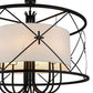 Meyda Lighting Penelope 60" 8-Light Black Pendant Light With Natural Textrene Shade Glass