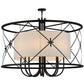 Meyda Lighting Penelope 60" 8-Light Black Pendant Light With Natural Textrene Shade Glass