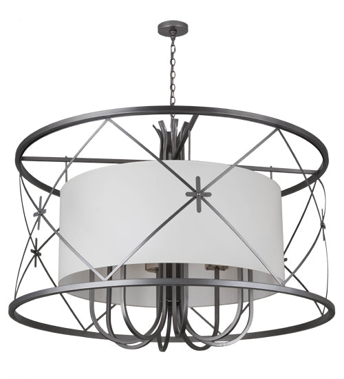 Meyda Lighting Penelope 60" 8-Light Nickel Pendant Light With White Fleshtone Idalight Shade Glass