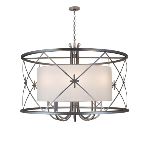 Meyda Lighting Penelope 60" 8-Light Nickel Pendant Light With White Fleshtone Idalight Shade Glass