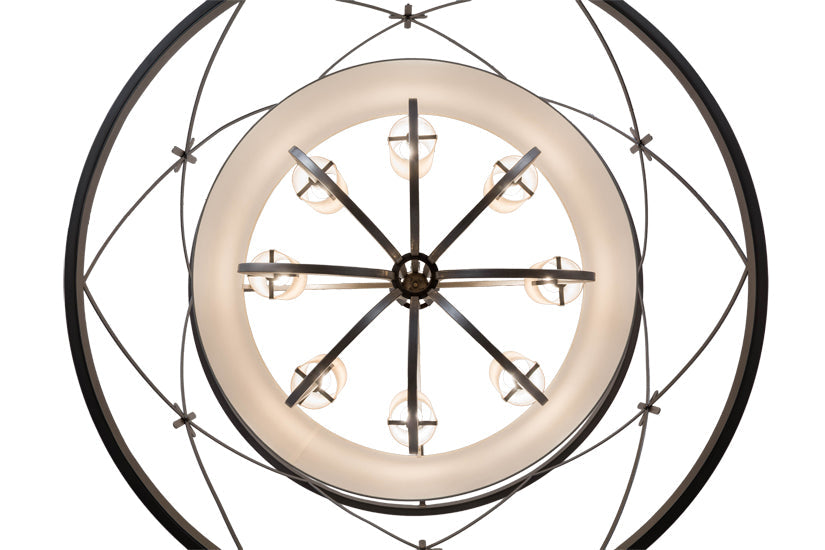 Meyda Lighting Penelope 60" 8-Light Nickel Pendant Light With White Fleshtone Idalight Shade Glass