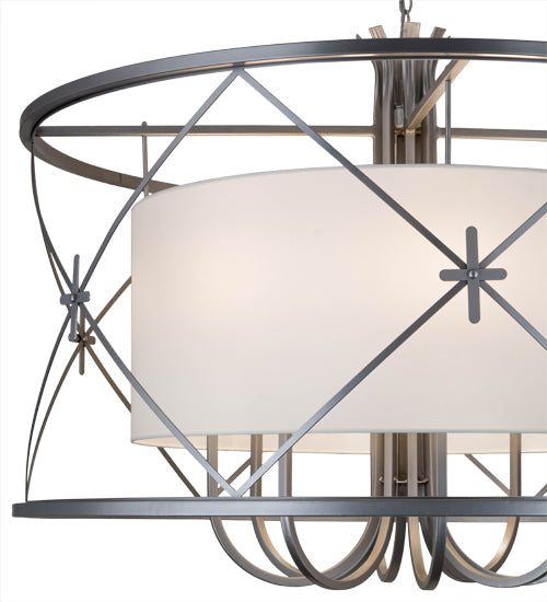 Meyda Lighting Penelope 60" 8-Light Nickel Pendant Light With White Fleshtone Idalight Shade Glass
