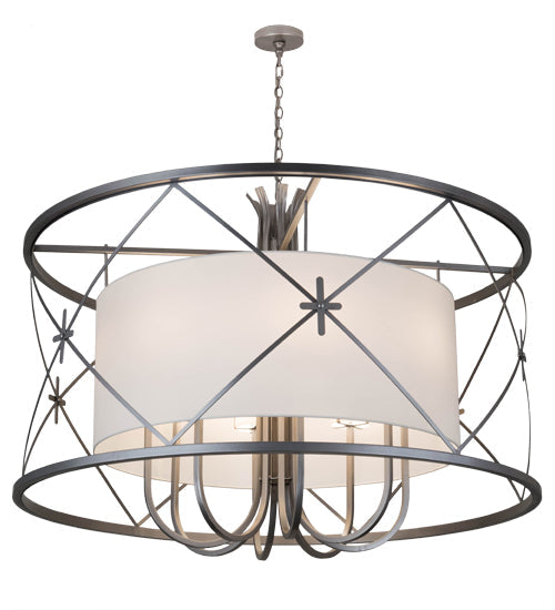 Meyda Lighting Penelope 60" 8-Light Nickel Pendant Light With White Fleshtone Idalight Shade Glass