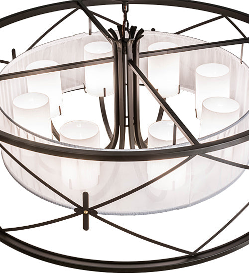 Meyda Lighting Penelope 60" 8-Light Oil Rubbed Bronze Pendant Light With White Textralite and Provostone Idalight Shade Glass