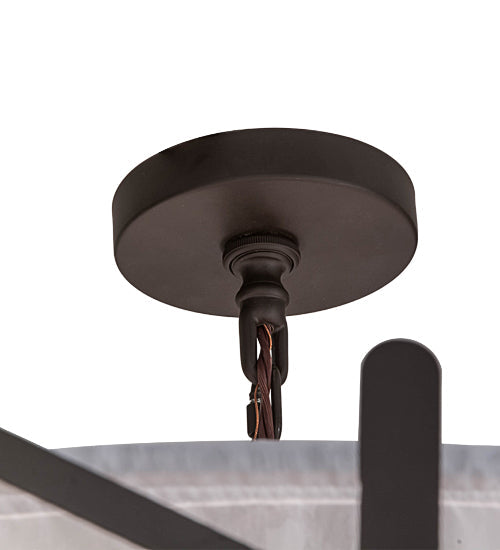 Meyda Lighting Penelope 60" 8-Light Oil Rubbed Bronze Pendant Light With White Textralite and Provostone Idalight Shade Glass