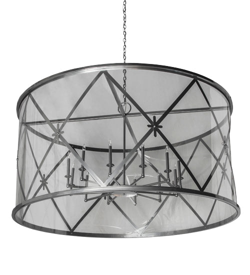 Meyda Lighting Penelope 72" 12-Light Extreme Chrome Pendant Light With Clear Crystal Idalight Shade Glass