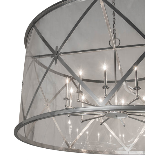 Meyda Lighting Penelope 72" 12-Light Extreme Chrome Pendant Light With Clear Crystal Idalight Shade Glass