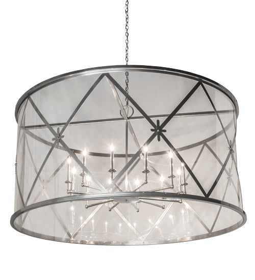 Meyda Lighting Penelope 72" 12-Light Extreme Chrome Pendant Light With Clear Crystal Idalight Shade Glass