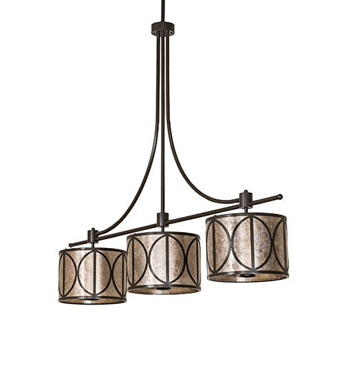 Meyda Lighting Penelope 90" 12-Light Timeless Bronze Vein Pendant Light With Silver Mica Shade Glass