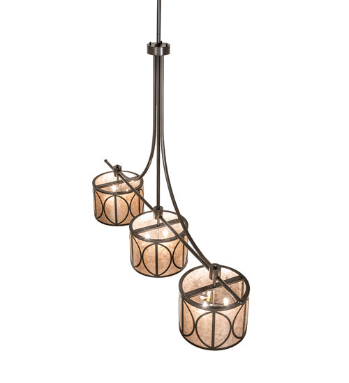 Meyda Lighting Penelope 90" 12-Light Timeless Bronze Vein Pendant Light With Silver Mica Shade Glass