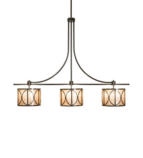 Meyda Lighting Penelope 90" 12-Light Timeless Bronze Vein Pendant Light With Silver Mica Shade Glass