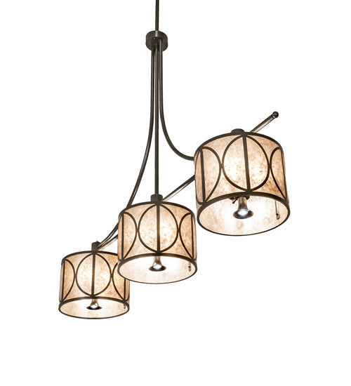 Meyda Lighting Penelope 90" 12-Light Timeless Bronze Vein Pendant Light With Silver Mica Shade Glass
