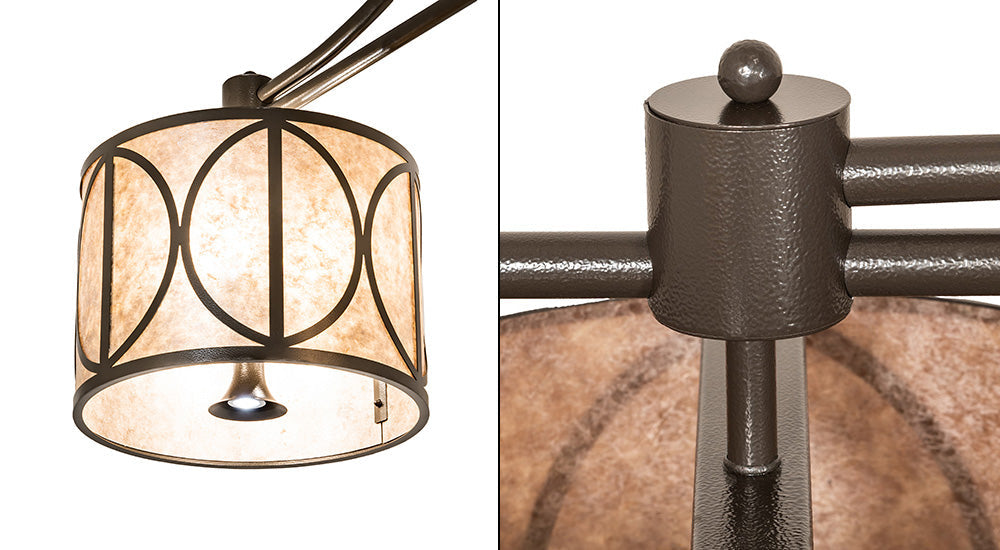 Meyda Lighting Penelope 90" 12-Light Timeless Bronze Vein Pendant Light With Silver Mica Shade Glass