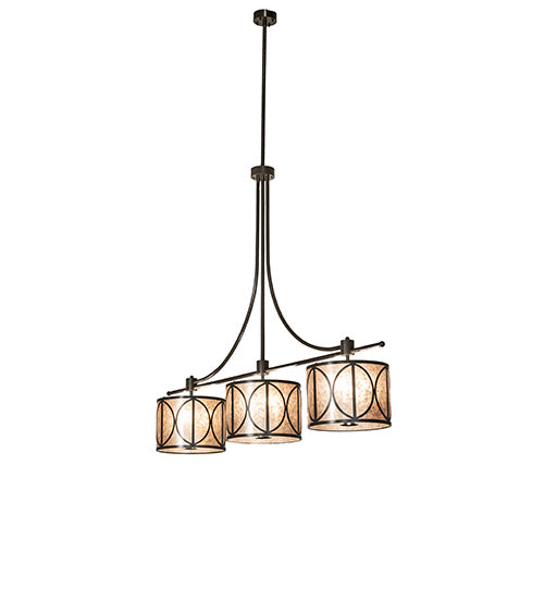 Meyda Lighting Penelope 90" 12-Light Timeless Bronze Vein Pendant Light With Silver Mica Shade Glass