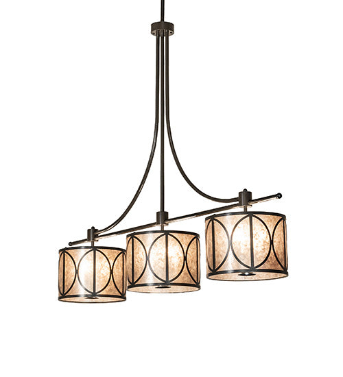 Meyda Lighting Penelope 90" 12-Light Timeless Bronze Vein Pendant Light With Silver Mica Shade Glass