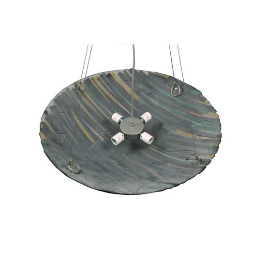 Meyda Lighting Penna di Pavone 30" 4-Light Nickel Inverted Pendant Light With Multi-Colored Shade Glass