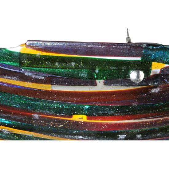 Meyda Lighting Penna di Pavone 30" 4-Light Nickel Inverted Pendant Light With Multi-Colored Shade Glass