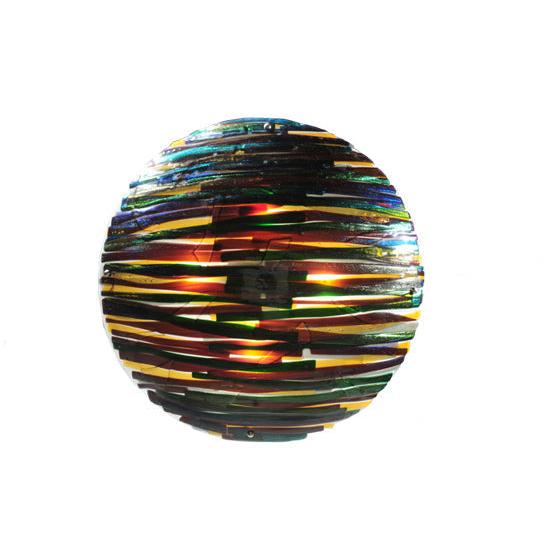 Meyda Lighting Penna di Pavone 30" 4-Light Nickel Inverted Pendant Light With Multi-Colored Shade Glass