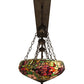 Meyda Lighting Peony 54" 9-Light Oil Rubbed Bronze Inverted Island Pendant Light With Multi-Colored Shade Glass