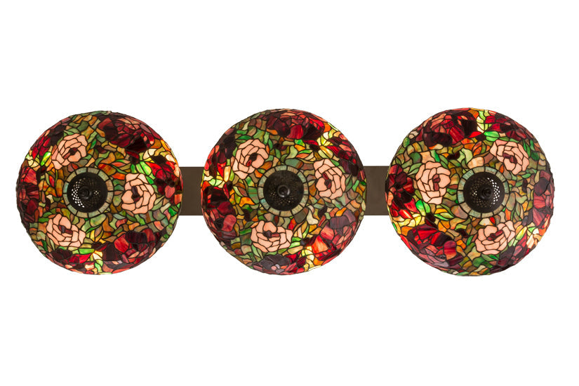 Meyda Lighting Peony 54" 9-Light Oil Rubbed Bronze Inverted Island Pendant Light With Multi-Colored Shade Glass