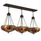Meyda Lighting Peony 54" 9-Light Oil Rubbed Bronze Inverted Island Pendant Light With Multi-Colored Shade Glass