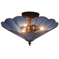 Meyda Lighting Perennial 16" 3-Light Antique Brass Flush Mount Light With Blue Opal Shade Glass