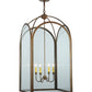 Meyda Lighting Perin 25"Sq 4-Light Cortez Gold Pendant Light With Clear Shade Glass