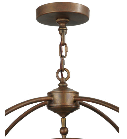 Meyda Lighting Perin 25"Sq 4-Light Cortez Gold Pendant Light With Clear Shade Glass