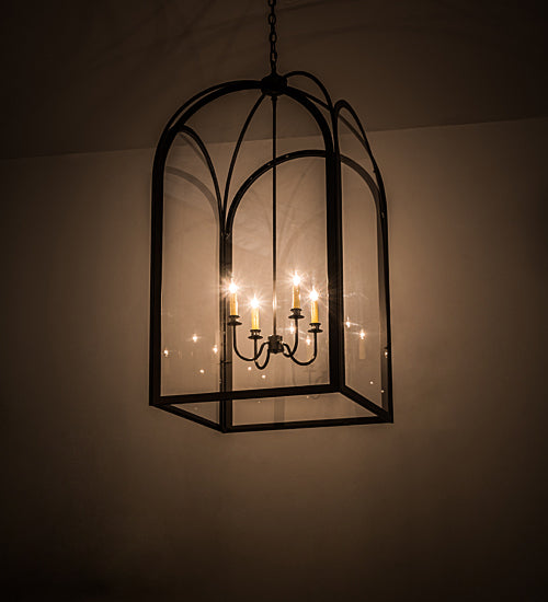 Meyda Lighting Perin 34" 4-Light Oil Rubbed Bronze Pendant Light With Clear Crystal Idalight Shade Glass
