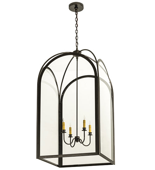 Meyda Lighting Perin 34" 4-Light Oil Rubbed Bronze Pendant Light With Clear Crystal Idalight Shade Glass