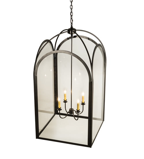 Meyda Lighting Perin 34" 4-Light Oil Rubbed Bronze Pendant Light With Clear Crystal Idalight Shade Glass