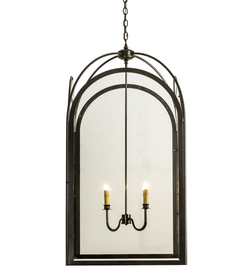 Meyda Lighting Perin 34" 4-Light Oil Rubbed Bronze Pendant Light With Clear Crystal Idalight Shade Glass