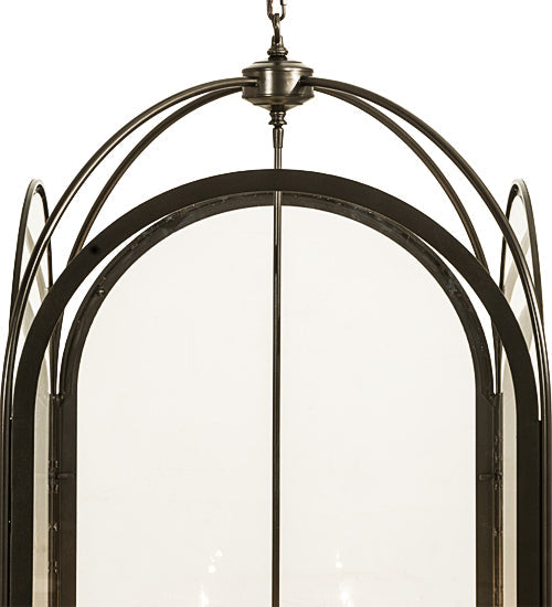 Meyda Lighting Perin 34" 4-Light Oil Rubbed Bronze Pendant Light With Clear Crystal Idalight Shade Glass