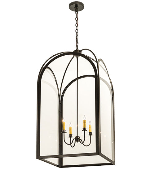 Meyda Lighting Perin 34" 4-Light Oil Rubbed Bronze Pendant Light With Clear Crystal Idalight Shade Glass