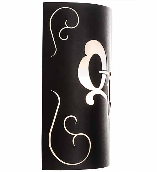 Meyda Lighting Personalized 10" 2-Light Black Textured QR Monogram Wall Sconce With White Statuario Idalight Shade