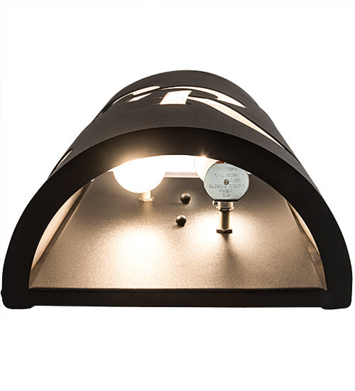 Meyda Lighting Personalized 10" 2-Light Black Textured QR Monogram Wall Sconce With White Statuario Idalight Shade