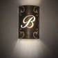 Meyda Lighting Personalized 10" 2-Light Gothic Gold B Monogram Wall Sconce With Sahara Taupe Idalight Shade