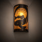 Meyda Lighting Personalized 10" 2-Light Oil Rubbed Bronze Q Fish Wall Sconce With Amber Mica Shade Glass