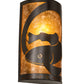 Meyda Lighting Personalized 10" 2-Light Oil Rubbed Bronze Q Fish Wall Sconce With Amber Mica Shade Glass