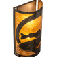 Meyda Lighting Personalized 10" 2-Light Oil Rubbed Bronze Q Fish Wall Sconce With Amber Mica Shade Glass