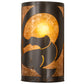 Meyda Lighting Personalized 10" 2-Light Oil Rubbed Bronze Q Fish Wall Sconce With Amber Mica Shade Glass