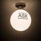 Meyda Lighting Personalized 10" Polished Nickel "Ask" Deli Orb Flush Mount Light With White Shade Glass
