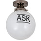 Meyda Lighting Personalized 10" Polished Nickel "Ask" Deli Orb Flush Mount Light With White Shade Glass