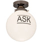 Meyda Lighting Personalized 10" Polished Nickel "Ask" Deli Orb Flush Mount Light With White Shade Glass