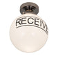 Meyda Lighting Personalized 10" Polished Nickel "Receive" Deli Orb Flush Mount Light With White Shade Glass