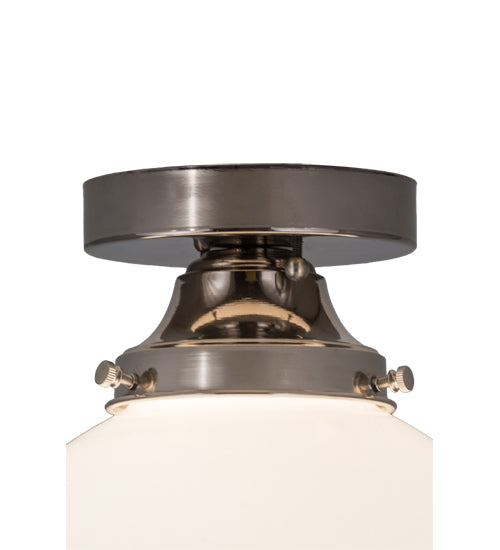 Meyda Lighting Personalized 10" Polished Nickel "Receive" Deli Orb Flush Mount Light With White Shade Glass